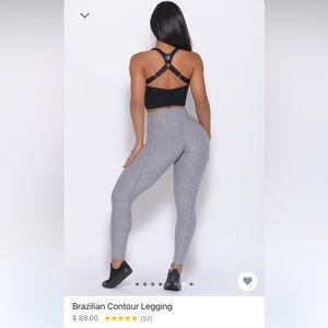 Bombshell Sportswear Brazilian Contour Legging- heather grey XXS -scrunch butt